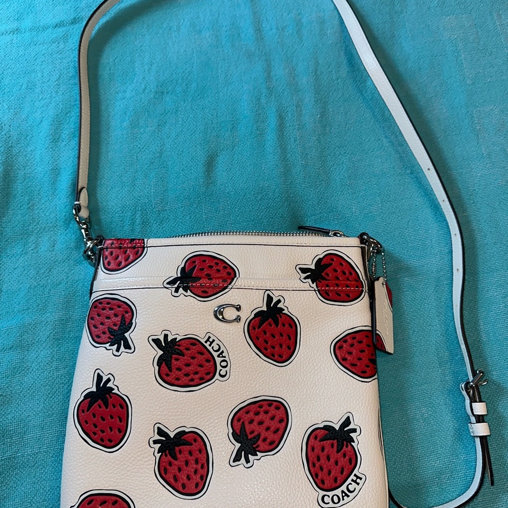 Coach Strawberry Print White and Red Crossbody Bag